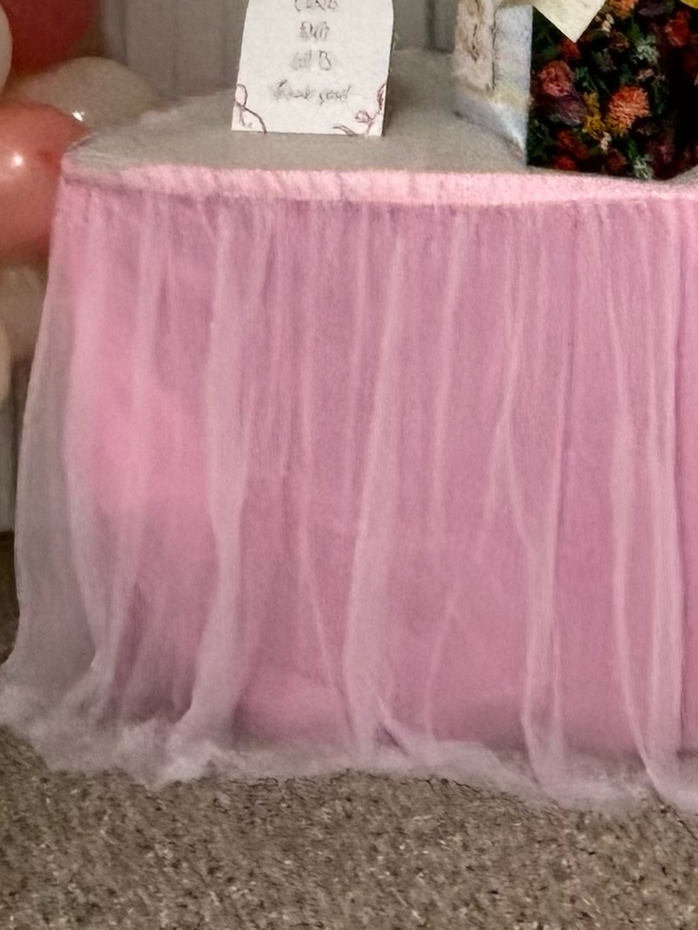 2-Soft Pink Tulle Table Skirt